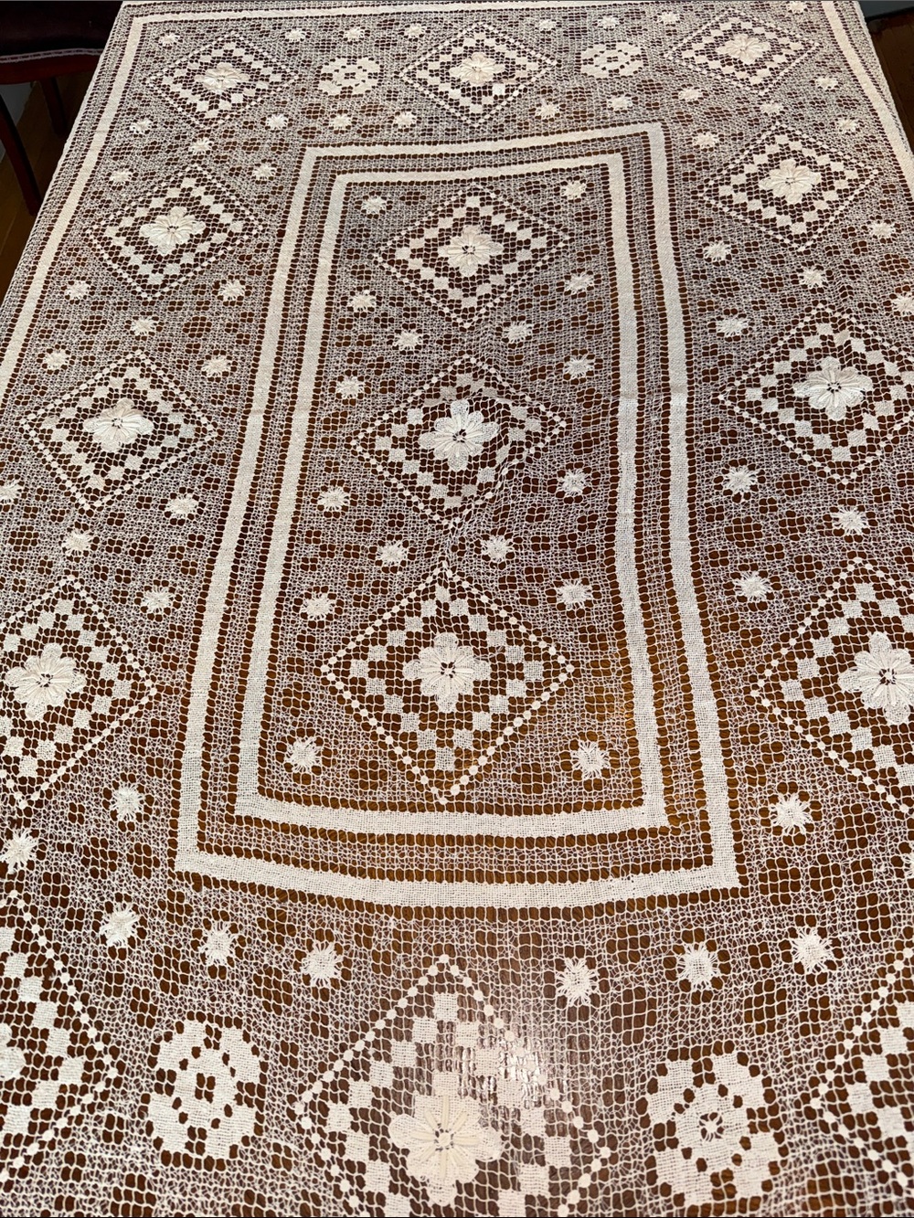 Antique lace tablecloth